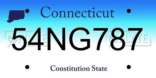 54NG787 Connecticut License Plate