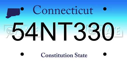 54NT330 Connecticut License Plate
