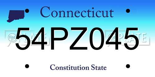 54PZ045 Connecticut License Plate