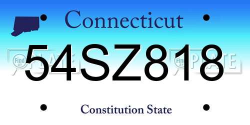 54SZ818 Connecticut License Plate