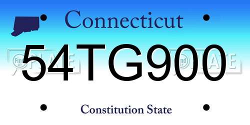 54TG900 Connecticut License Plate