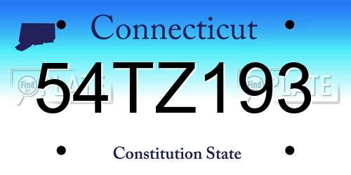 54TZ193 Connecticut License Plate