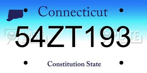 54ZT193 Connecticut License Plate
