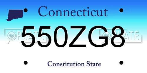 550ZG8 Connecticut License Plate