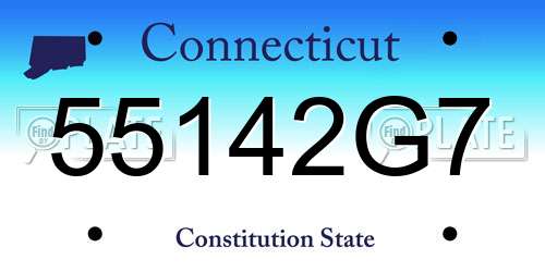 55142G7 Connecticut License Plate