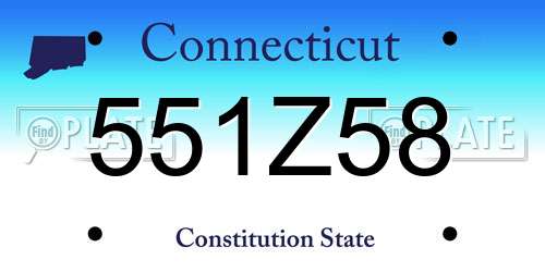 551Z58 Connecticut License Plate