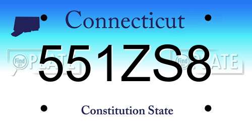 551ZS8 Connecticut License Plate