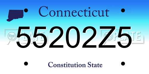 55202Z5 Connecticut License Plate