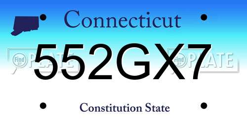 552GX7 Connecticut License Plate