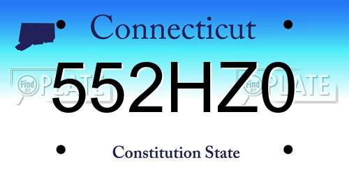 552HZ0 Connecticut License Plate