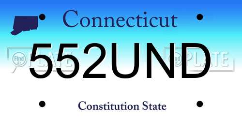 552UND Connecticut License Plate