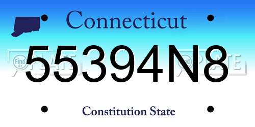 55394N8 Connecticut License Plate