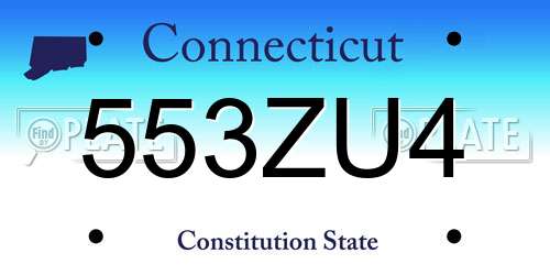 553ZU4 Connecticut License Plate