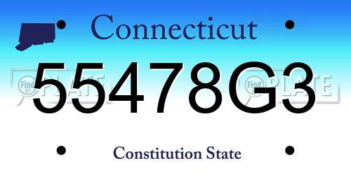 55478G3 Connecticut License Plate