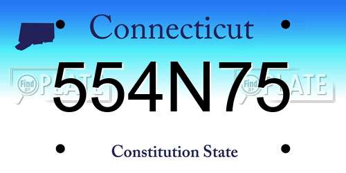 554N75 Connecticut License Plate