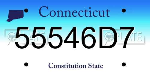 55546D7 Connecticut License Plate