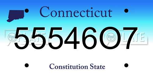 55546O7 Connecticut License Plate