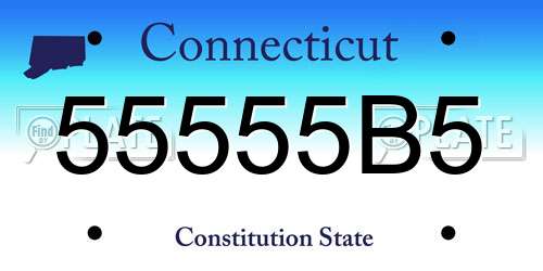 55555B5 Connecticut License Plate