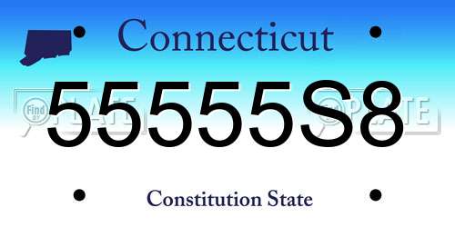 55555S8 Connecticut License Plate