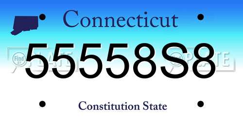 55558S8 Connecticut License Plate