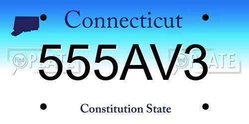 555AV3 Connecticut License Plate