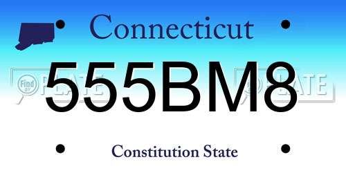 555BM8 Connecticut License Plate