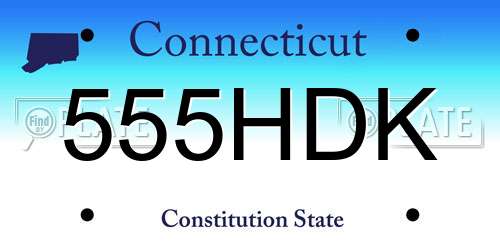 555HDK Connecticut License Plate