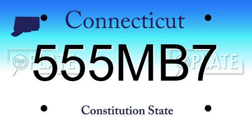 555MB7 Connecticut License Plate