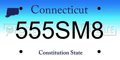555SM8 Connecticut License Plate
