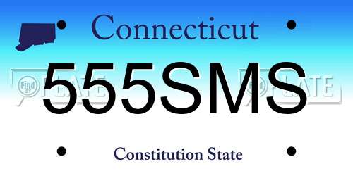 555SMS Connecticut License Plate
