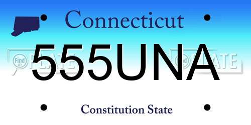 555UNA Connecticut License Plate