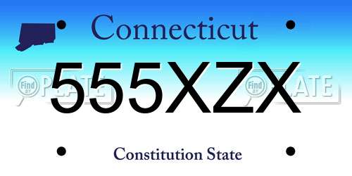 555XZX Connecticut License Plate