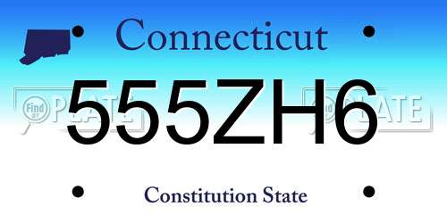 555ZH6 Connecticut License Plate