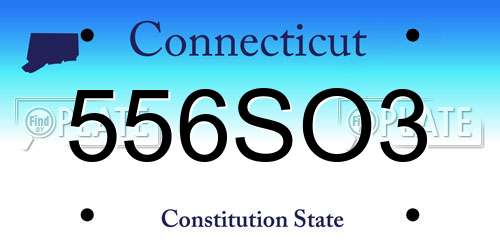 556SO3 Connecticut License Plate
