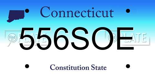 556SOE Connecticut License Plate