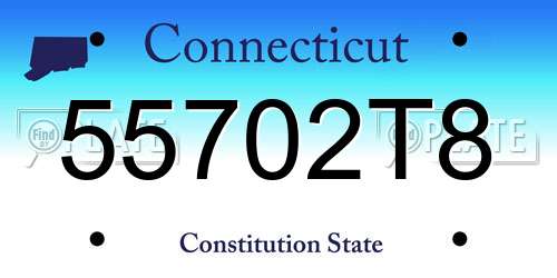 55702T8 Connecticut License Plate