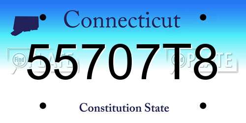 55707T8 Connecticut License Plate
