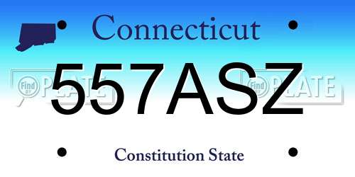 557ASZ Connecticut License Plate