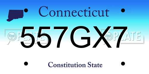 557GX7 Connecticut License Plate