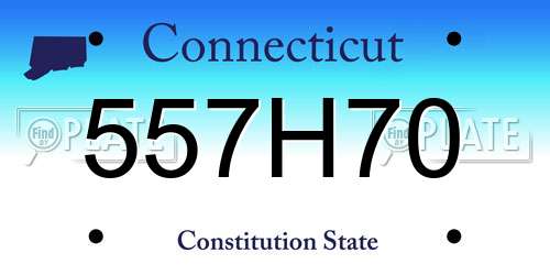 557H70 Connecticut License Plate