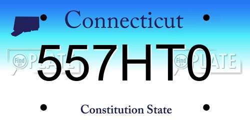 557HT0 Connecticut License Plate