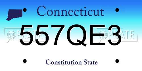 557QE3 Connecticut License Plate