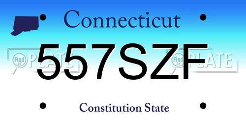 557SZF Connecticut License Plate