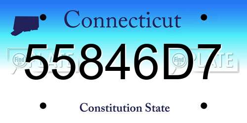55846D7 Connecticut License Plate