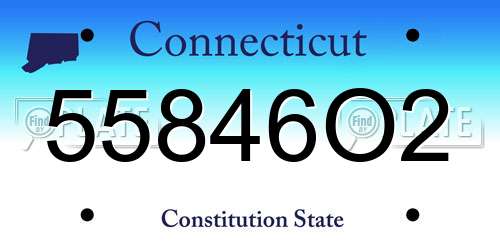 55846O2 Connecticut License Plate