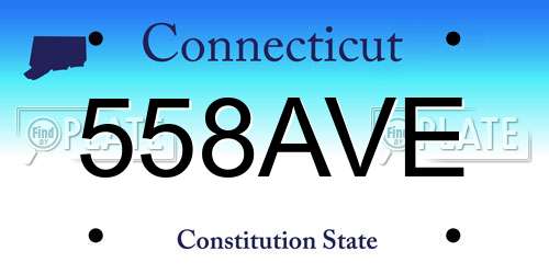 558AVE Connecticut License Plate