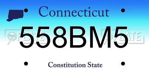 558BM5 Connecticut License Plate
