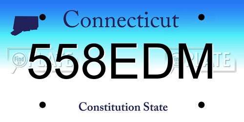 558EDM Connecticut License Plate