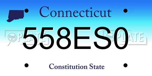 558ES0 Connecticut License Plate