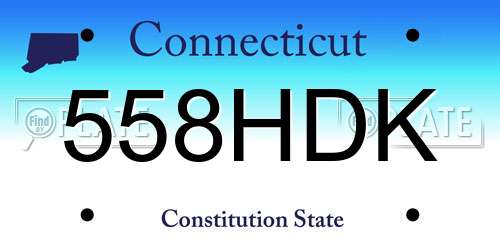 558HDK Connecticut License Plate